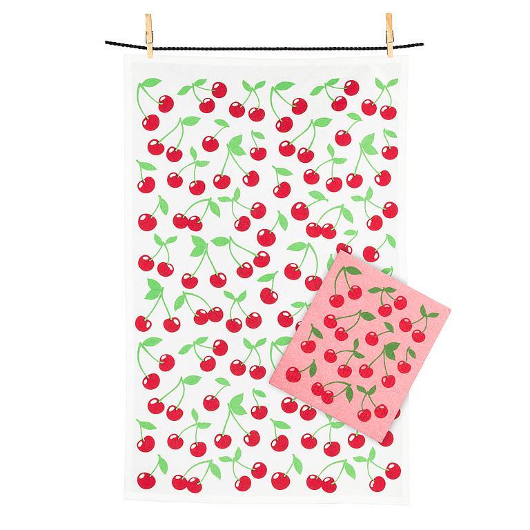 Cherries Dishcloth & Kitchen Towel Set