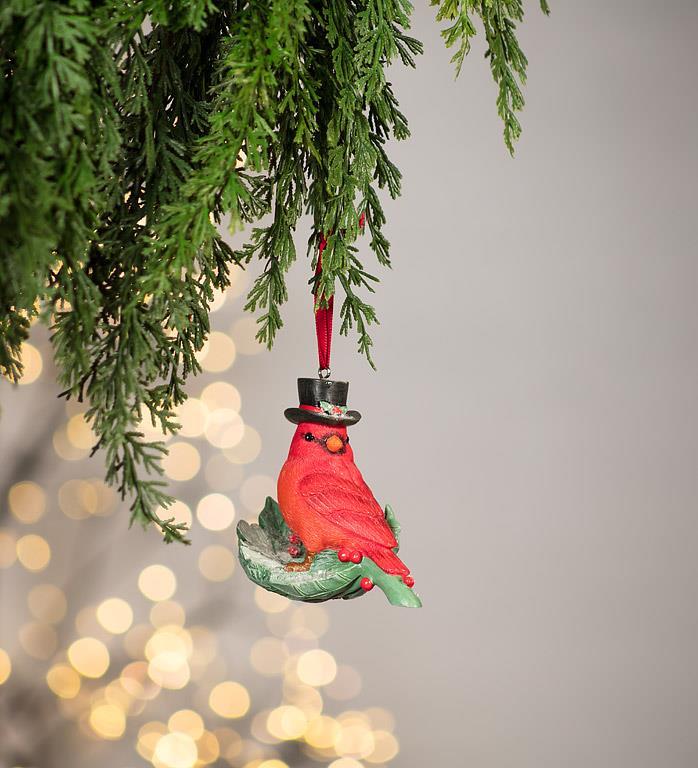 Cardinal on Holly Leaf Ornament