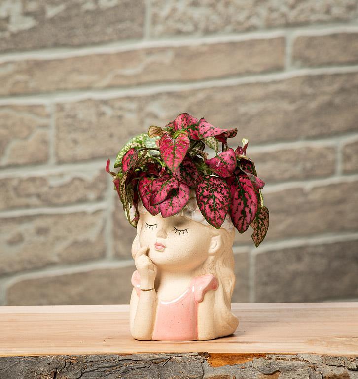 Girl with Flowers Small Planter