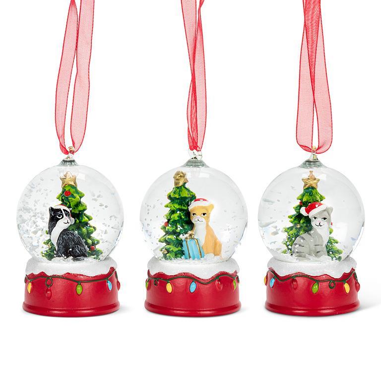 Mini Cat Snow Globe Ornament, Assorted