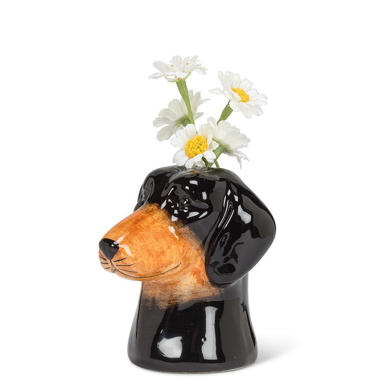 Daschund Head Bud Vase