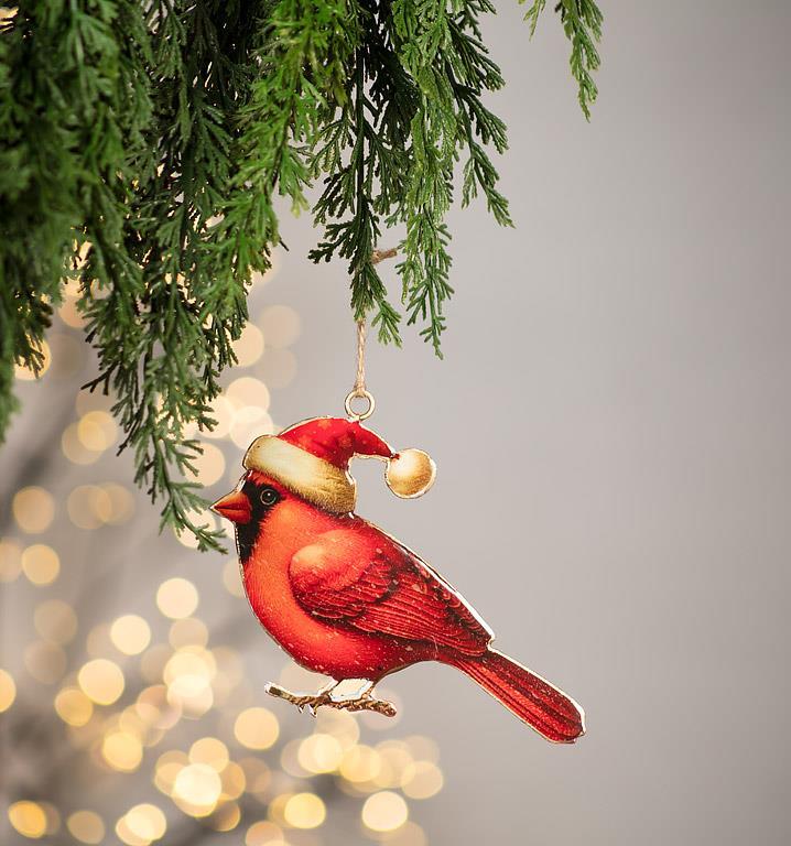 Cardinal In Santa Hat Ornament