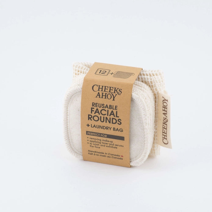 Reusable Facial Rounds + Mesh Laundry Bag in Ivory
