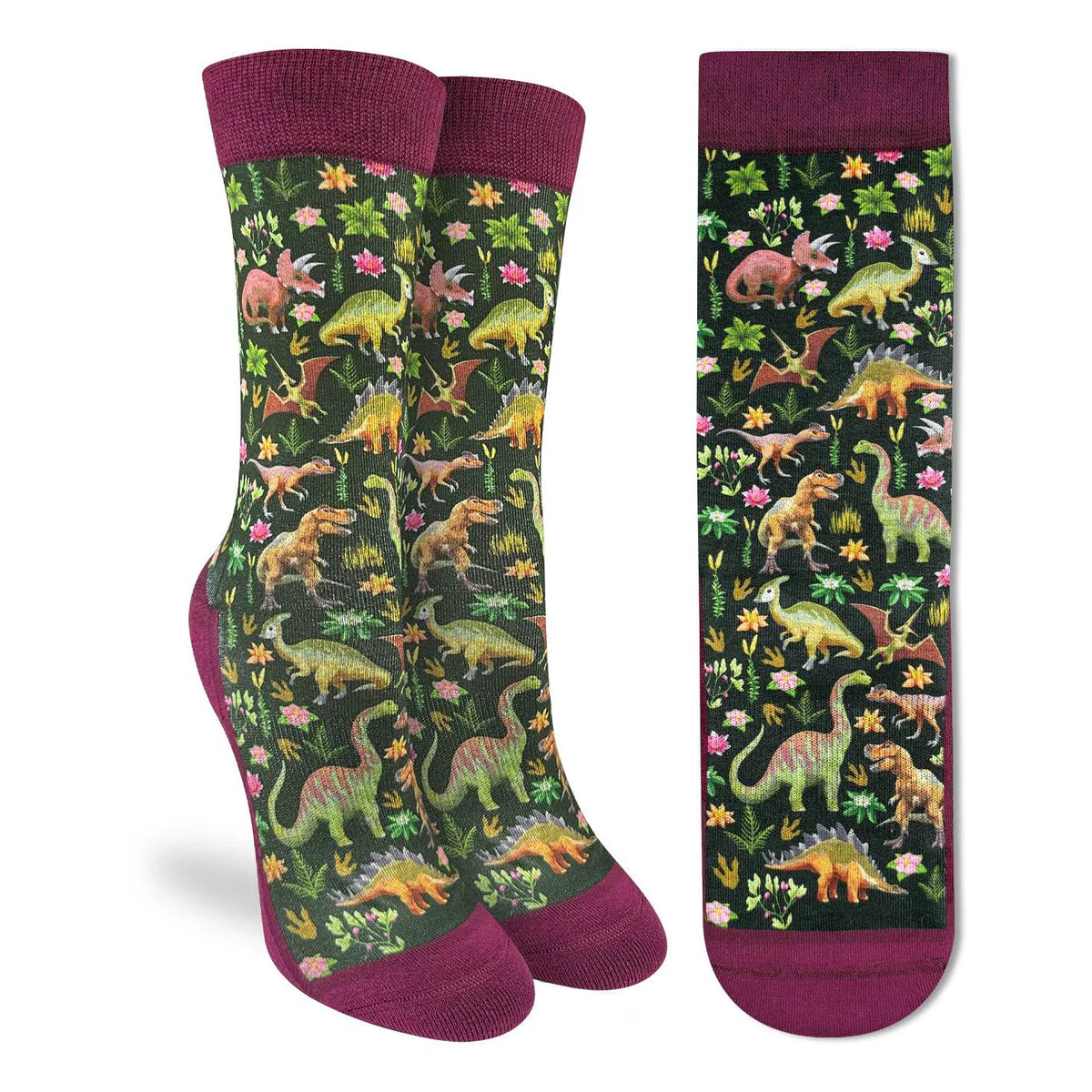 Floral Dinosaurs, Active Fit Socks