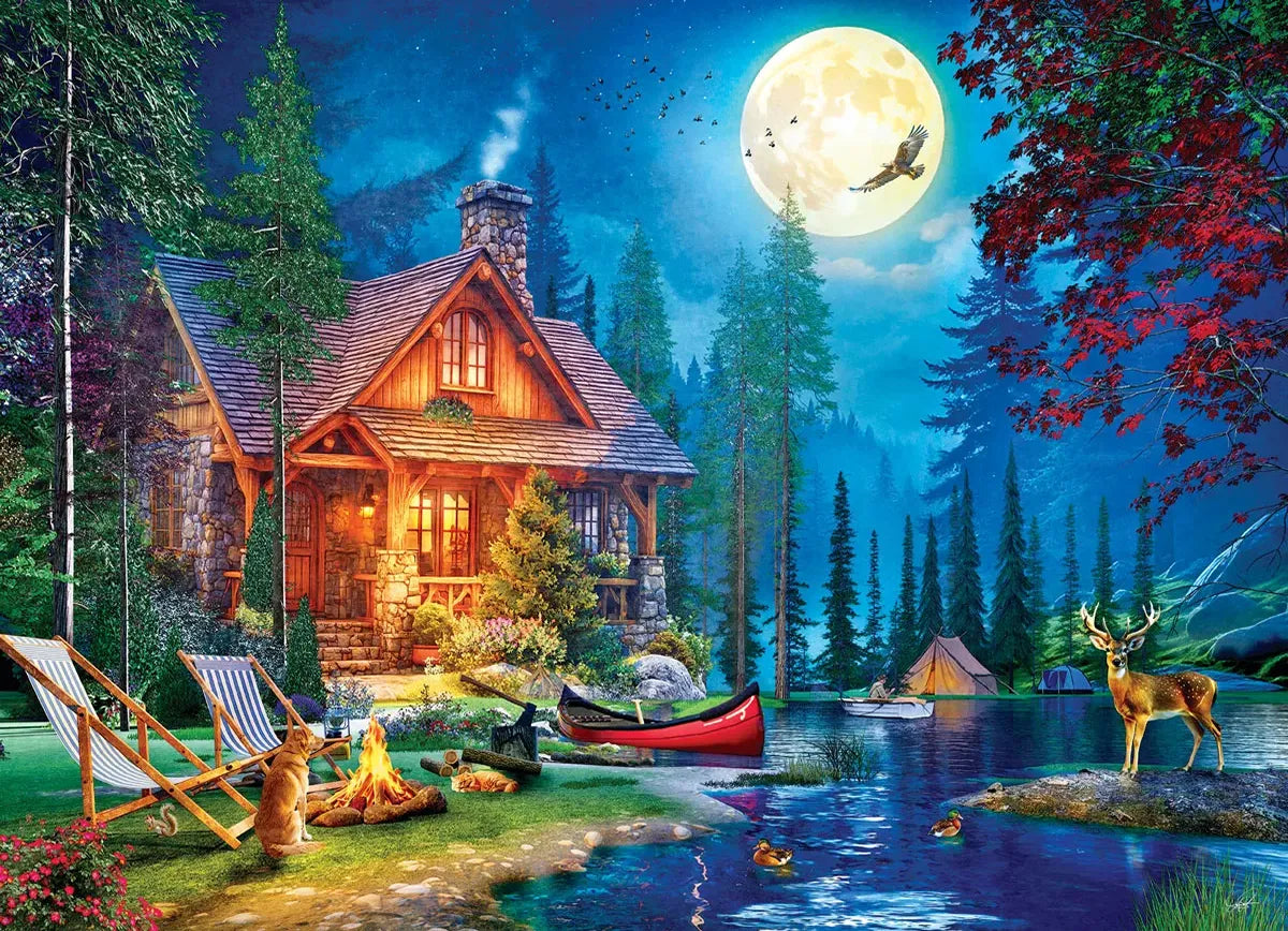 Moon Lake Cabin, 1000 Piece Puzzle