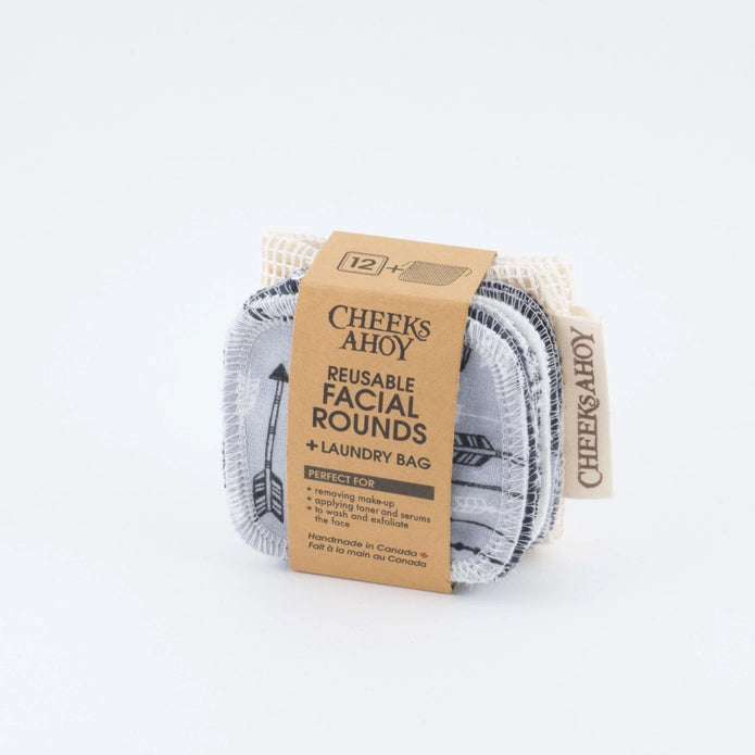 Reusable Facial Rounds + Mesh Laundry Bag in Monochrome