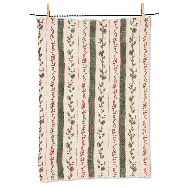 Hollyberry Stripes Tea Towel