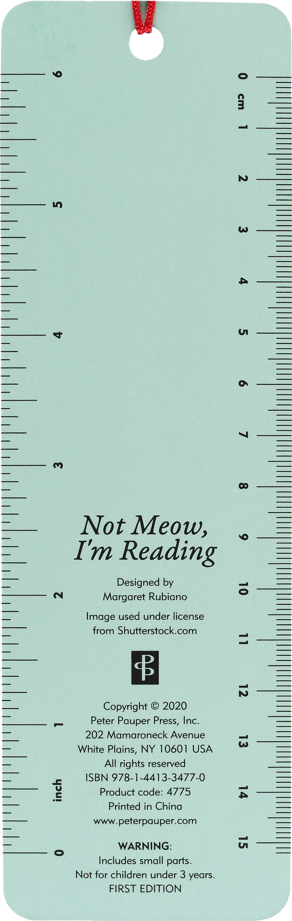 Not Meow, I'm Reading Children's Bookmark