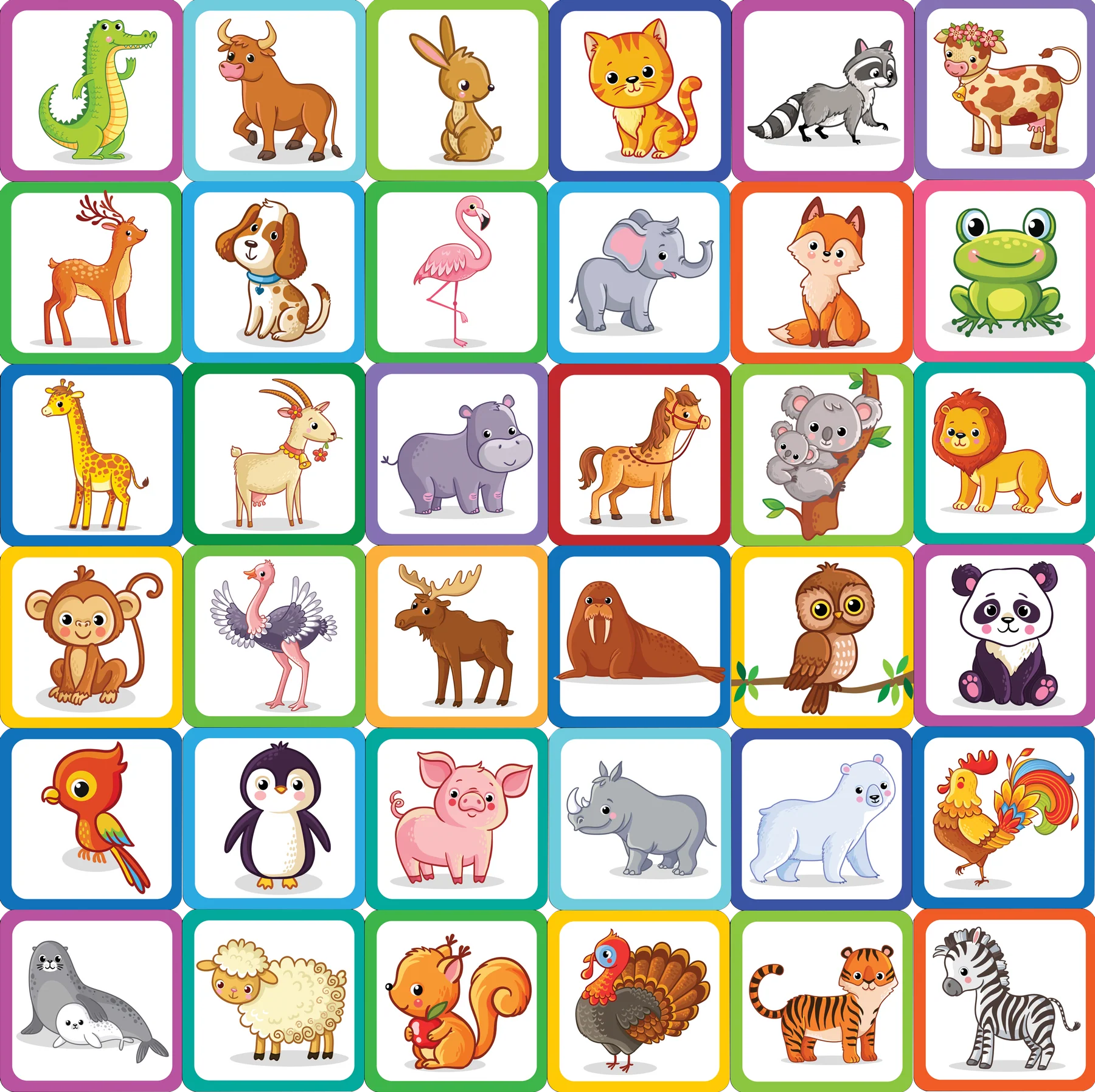Animals Memory Match Game