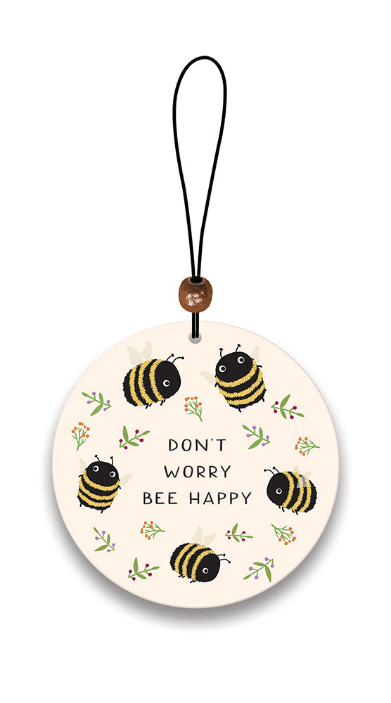 Don't Worry Bee Happy Car Air Fresheners, Set of 2