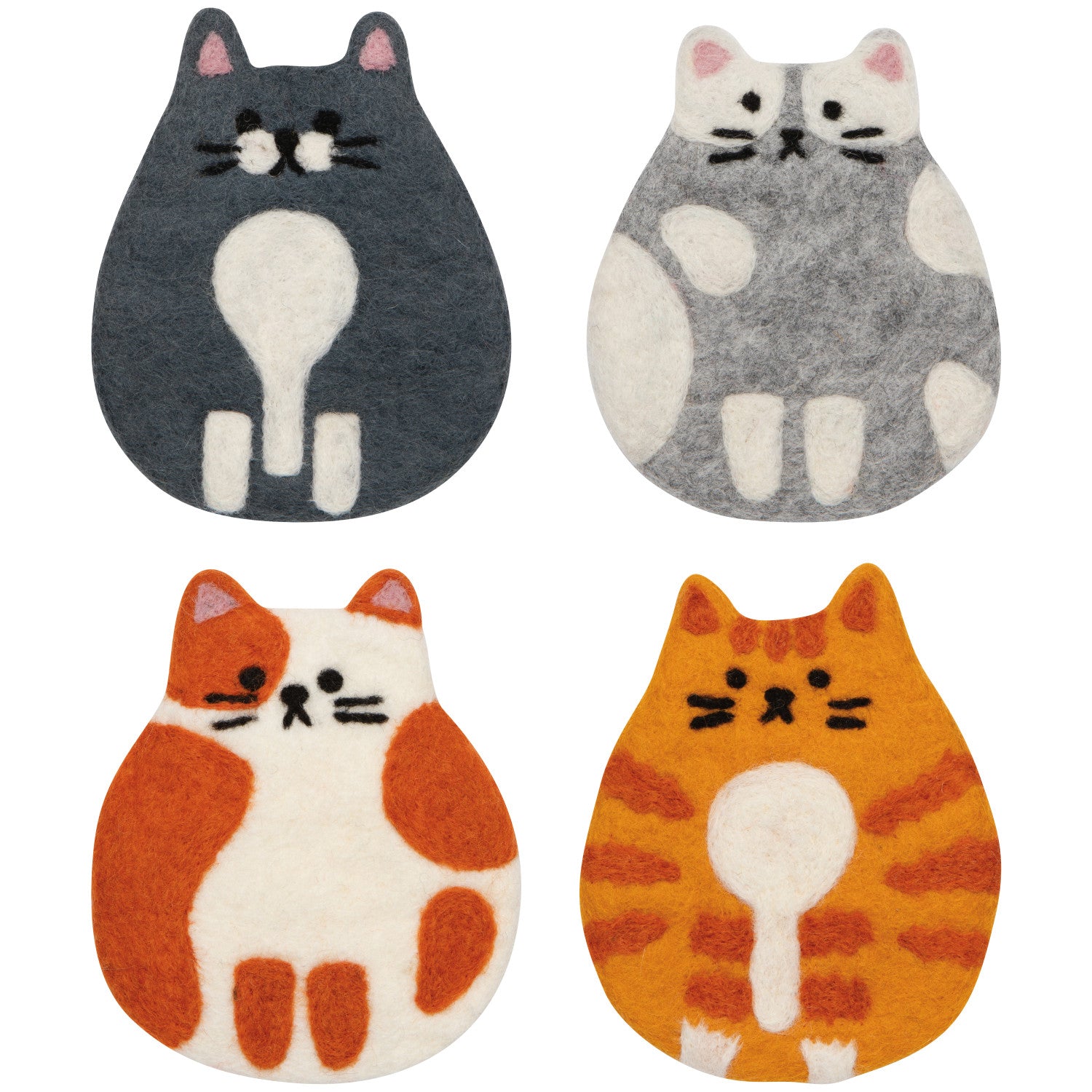 Cat Club Felt Coasters, Set of 4