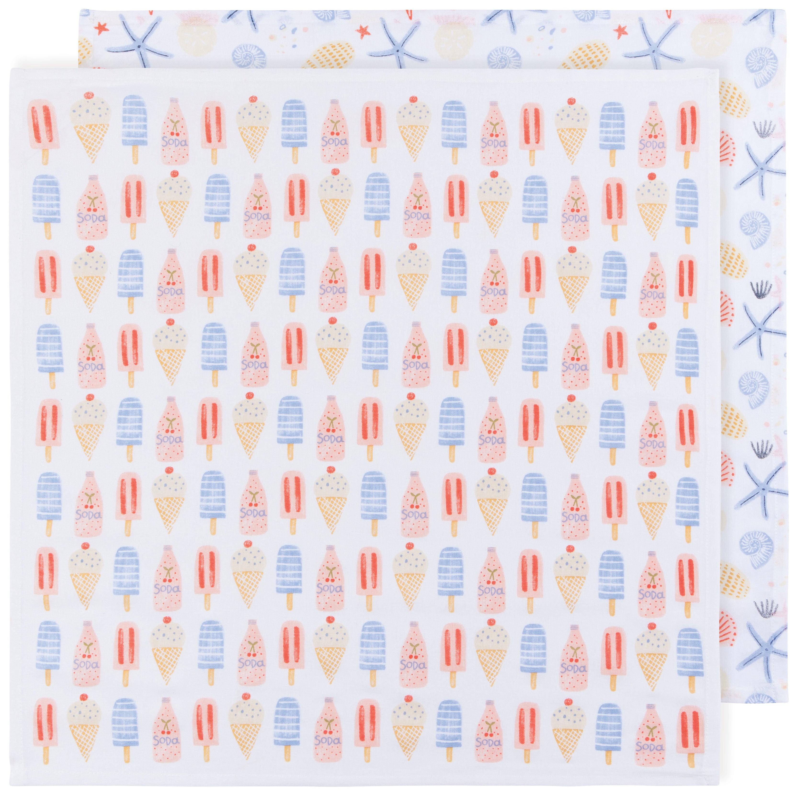 Sea Side Flour Sack Tea Towels, Set of 2