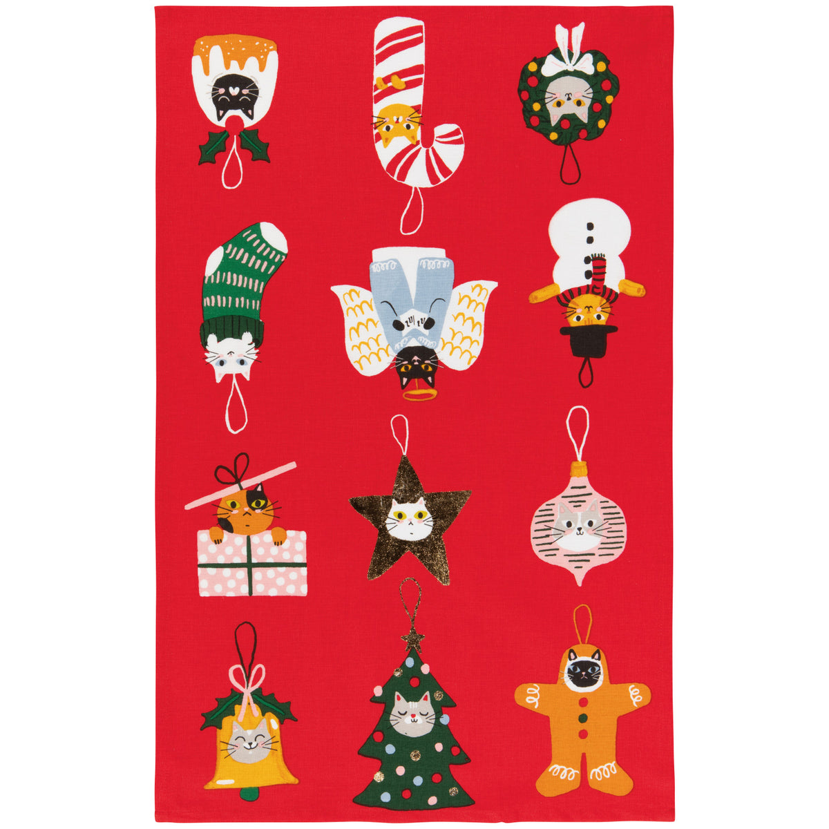 Bauble Cats Christmas Tea Towel