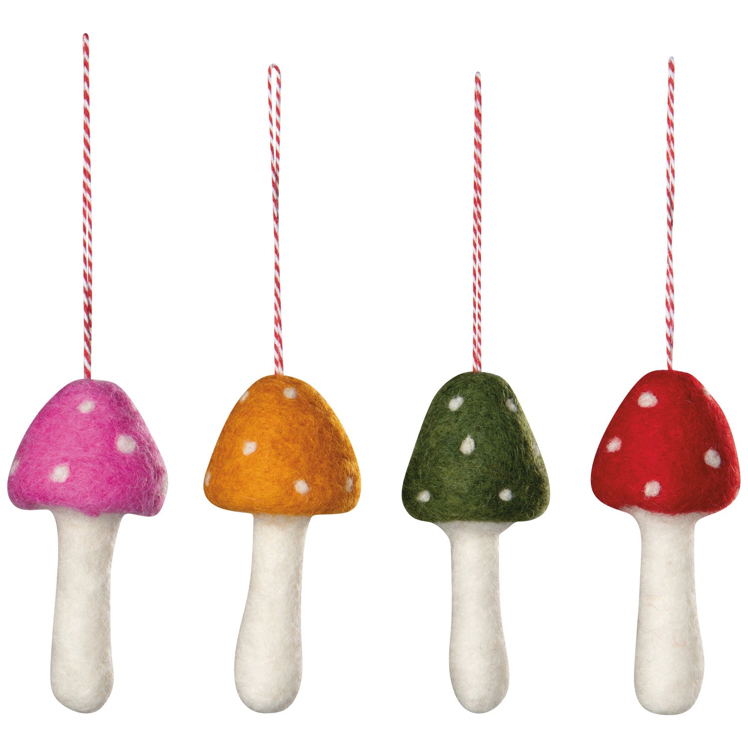Toadstool Felt Ornaments, Various Colours