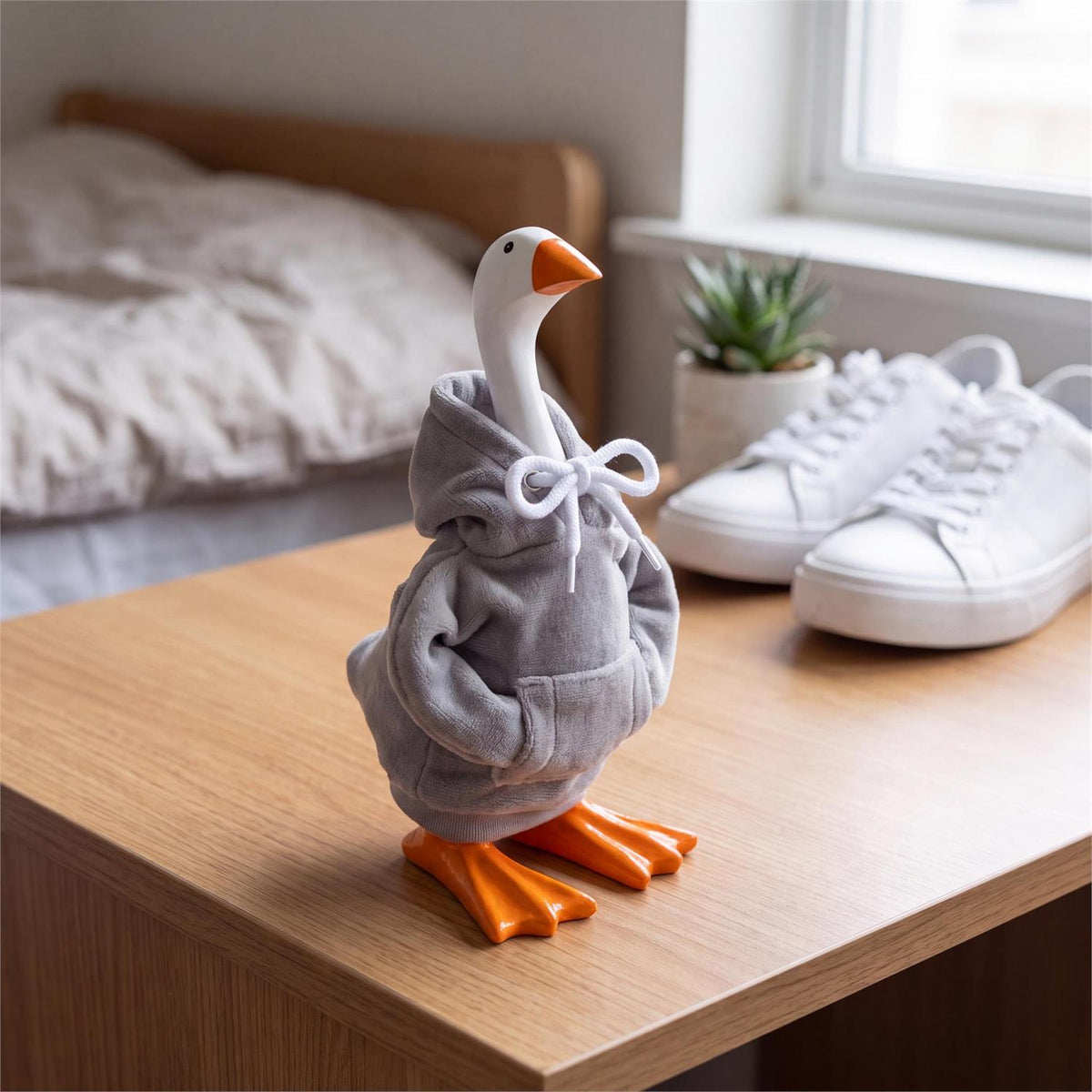 Gordy The Desktop Goose Outfit, Grey Hoodie