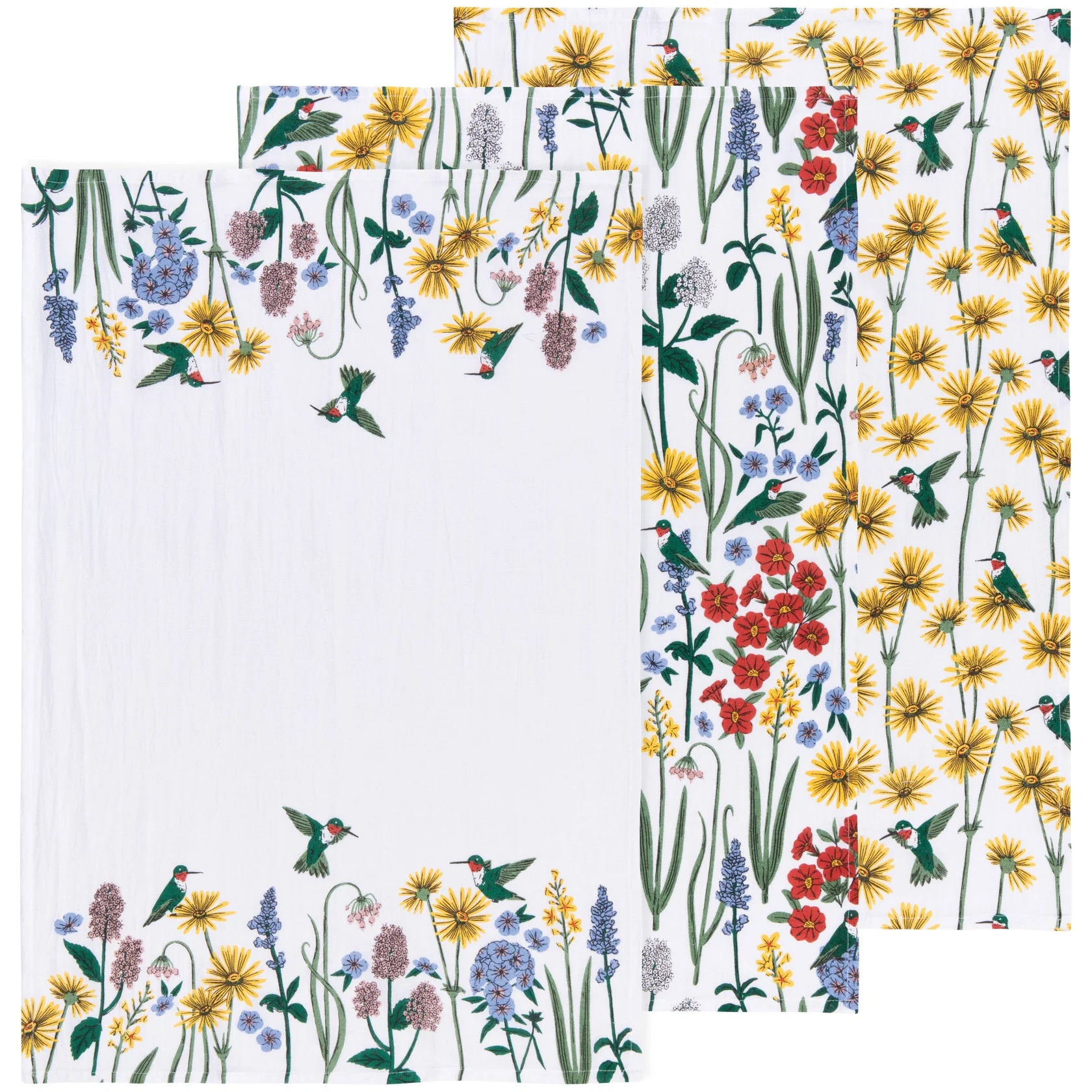 Hummingbird Bakers Flour Sack Tea Towels, Set of 3