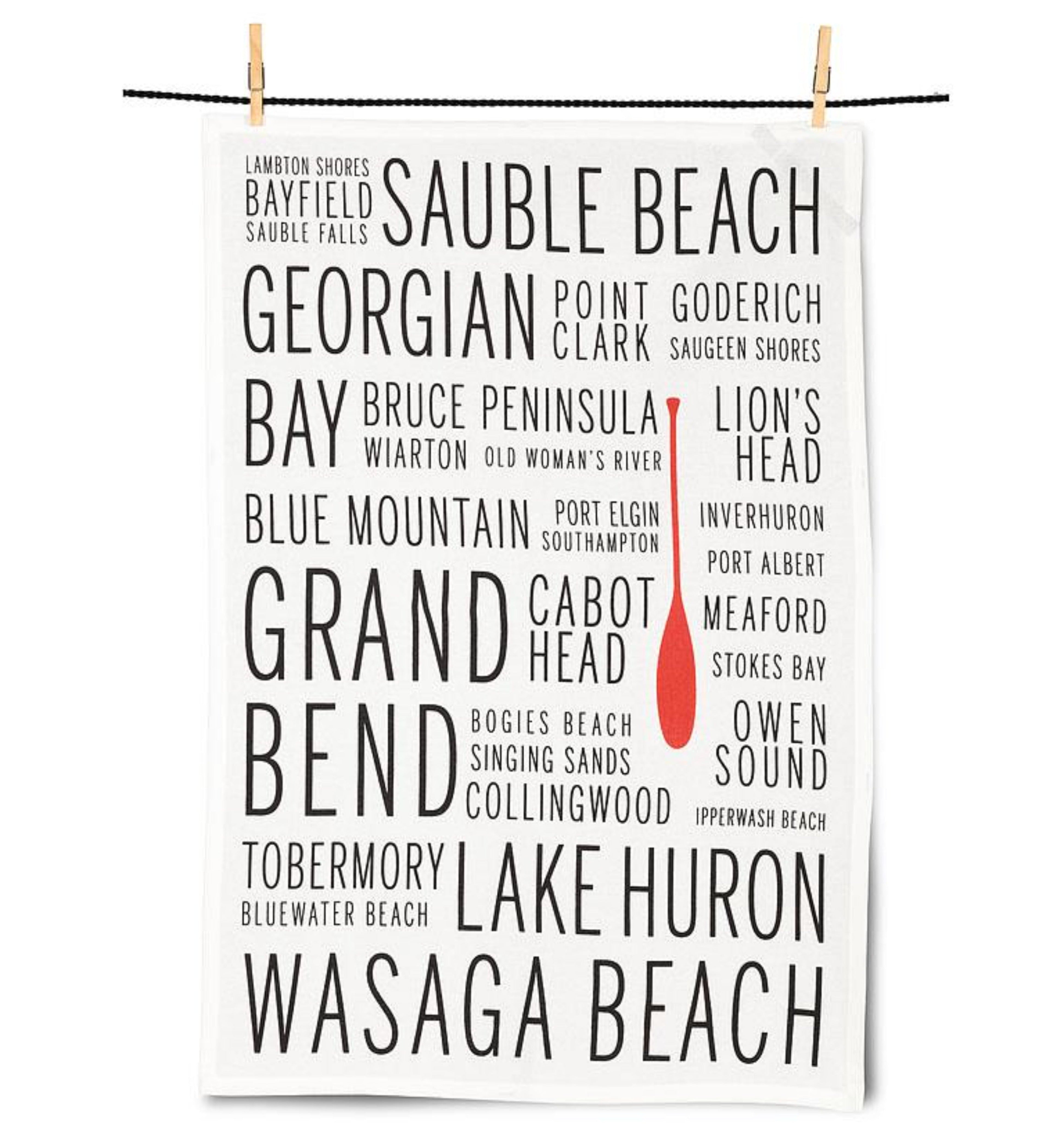 Lake Huron Names Tea Towel