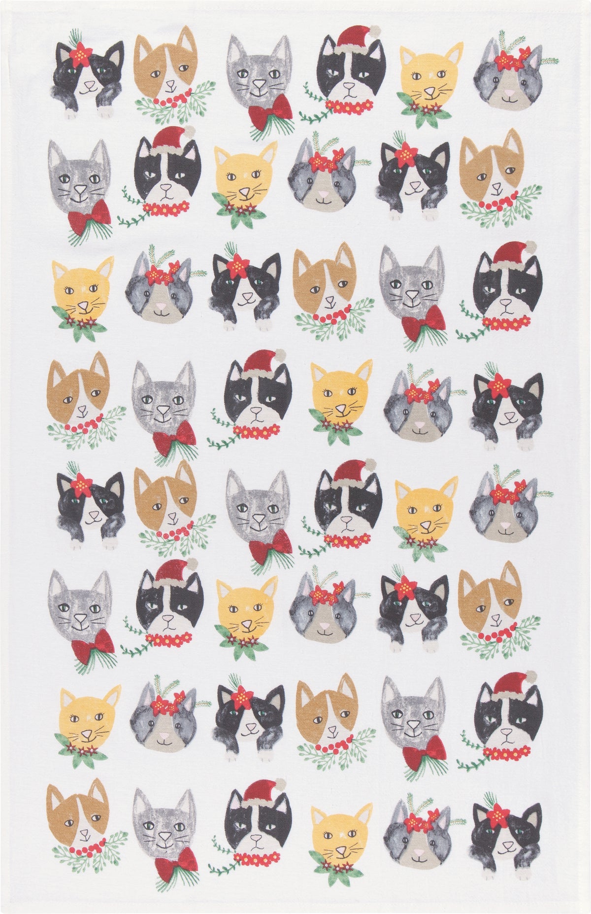 Meowy Christmas Flour Sack Tea Towels, Set of 3