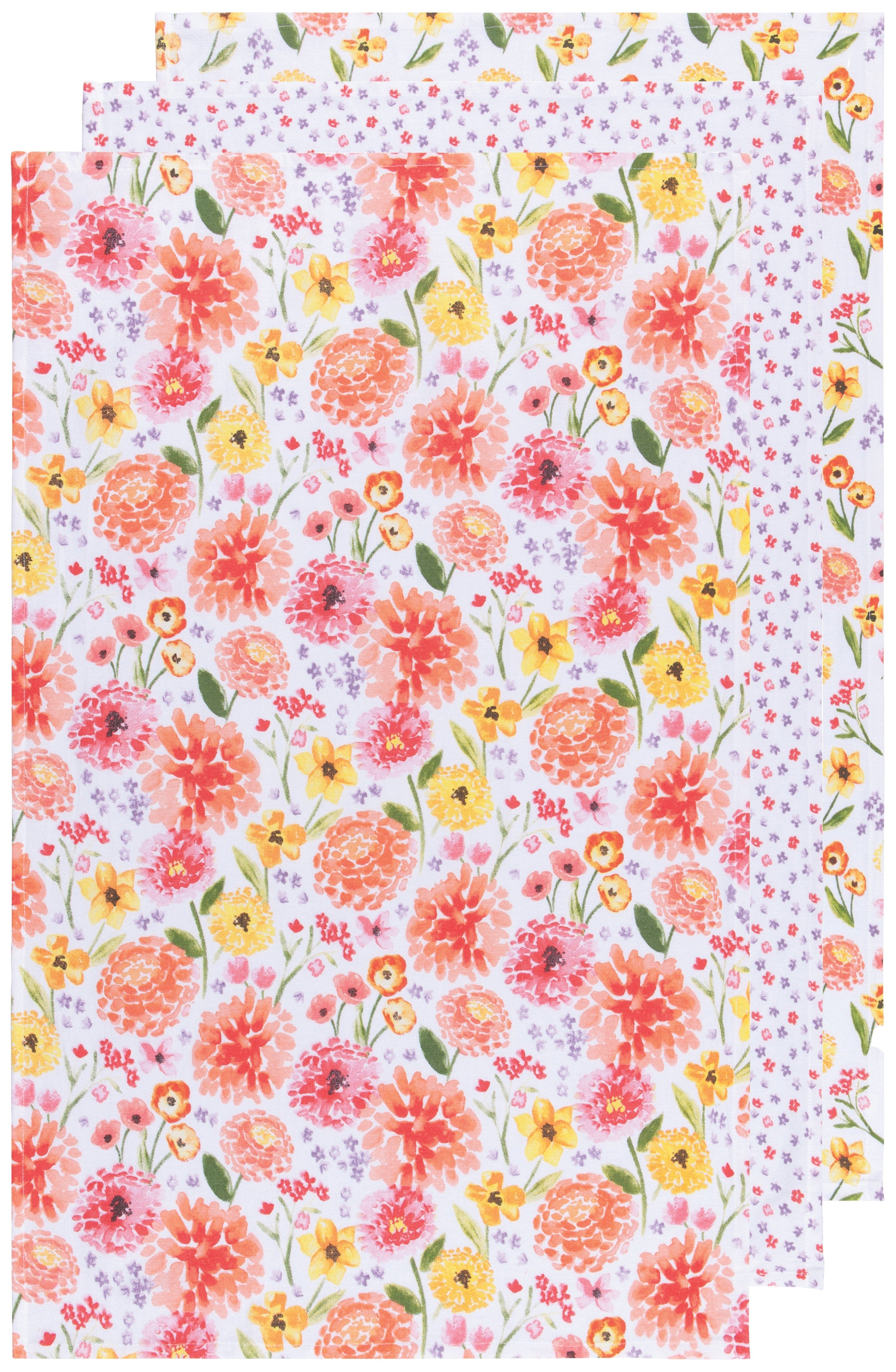 Cottage Floral Bakers Flour Sack Tea Towels, Set of 3