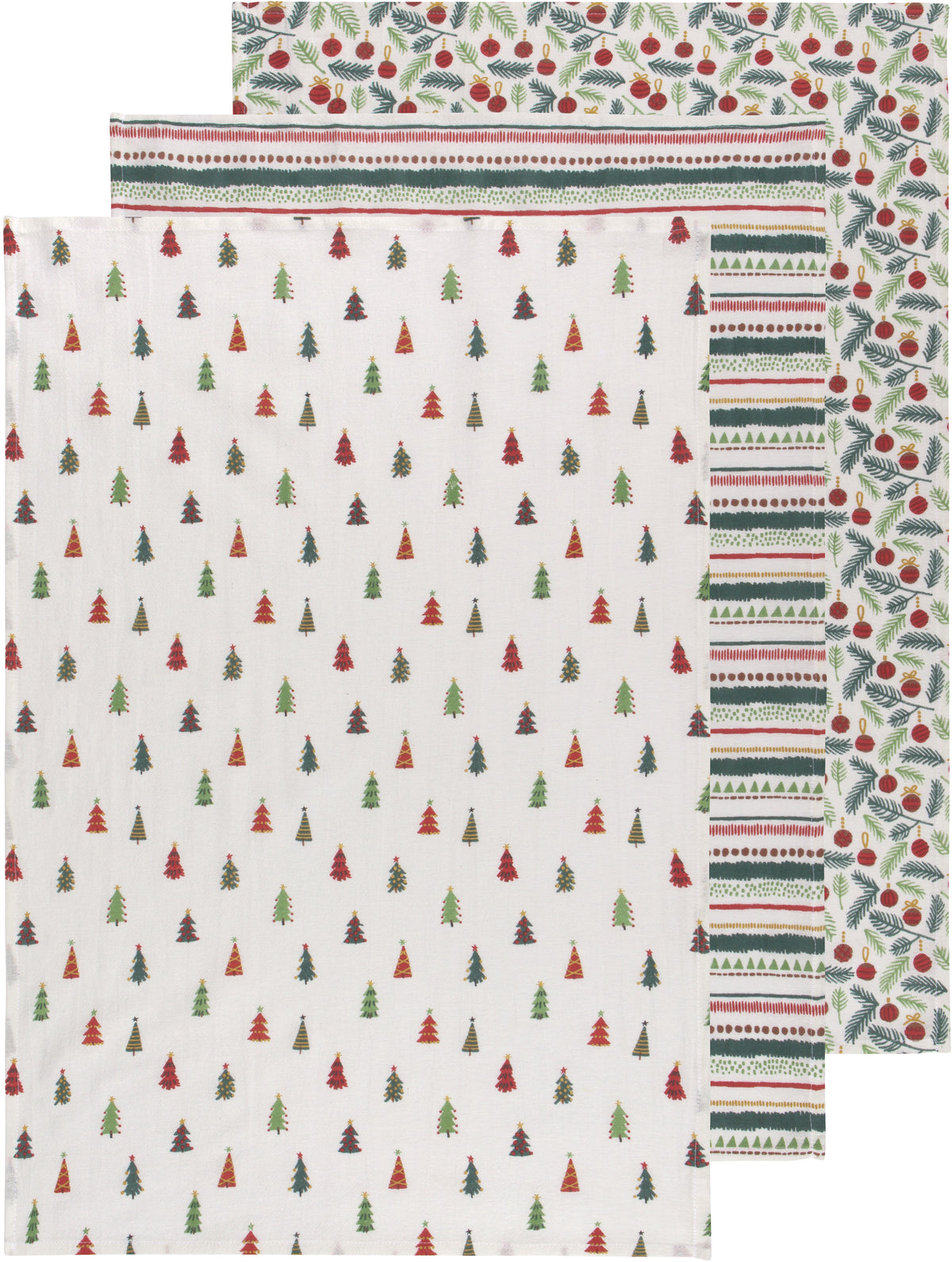 Merry & Bright Christmas Flour Sack Tea Towels, Set of 3