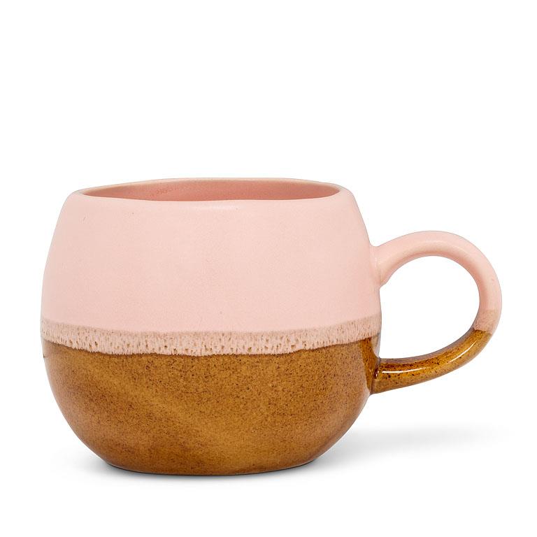 Light pink and brown round textured mug