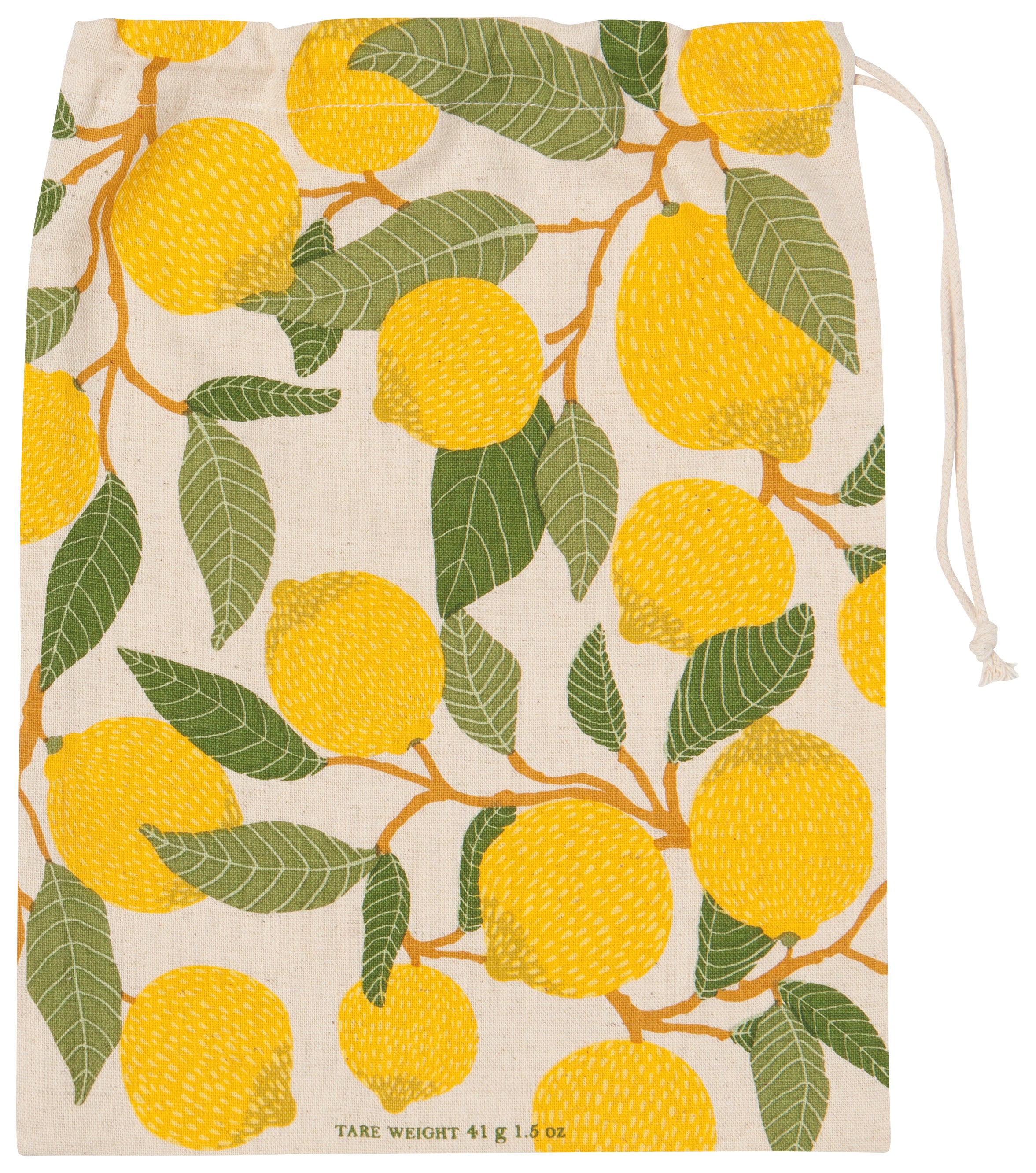 Off white pouch with a vintage portrayal of lemons