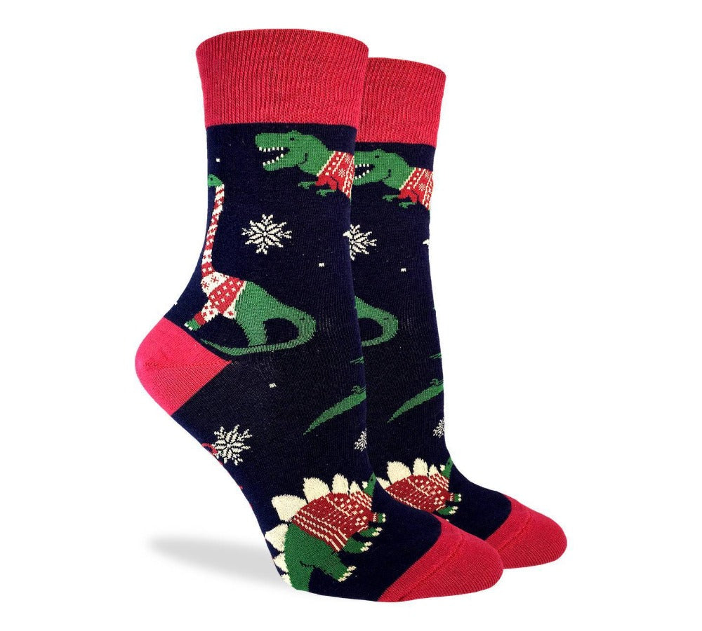 Christmas Sweater Dinosaur, Holiday Crew Socks