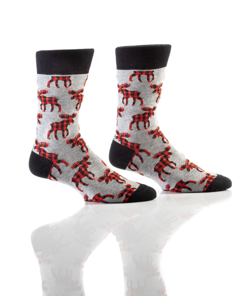 Buffalo Plaid Moose, Crew Socks