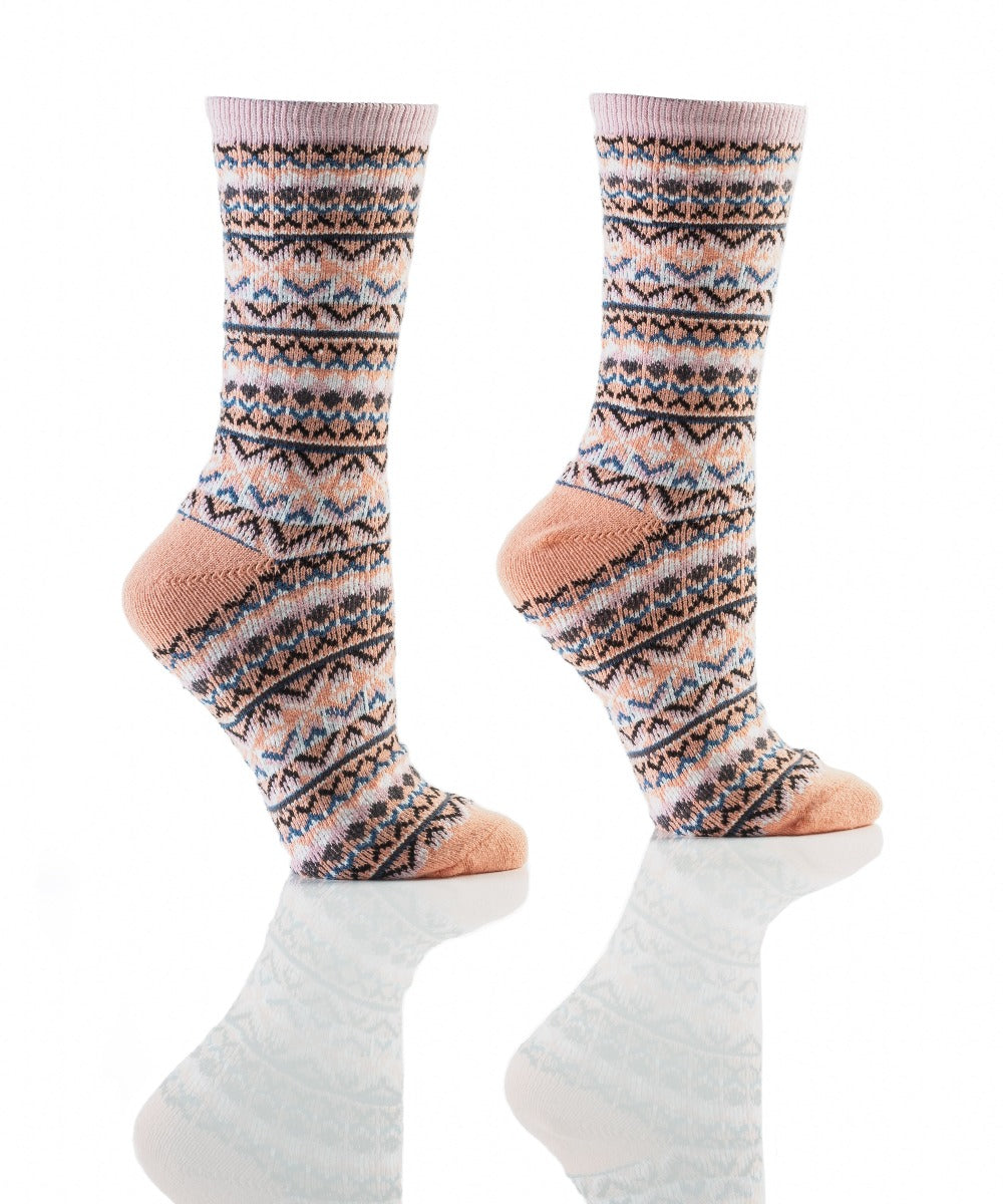 Women's Softies Crew Socks, Peach/Pink