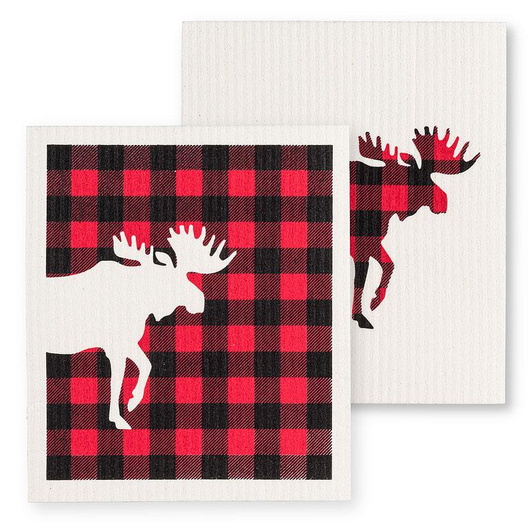 Buffalo Check Moose Dishcloths, Set of 2