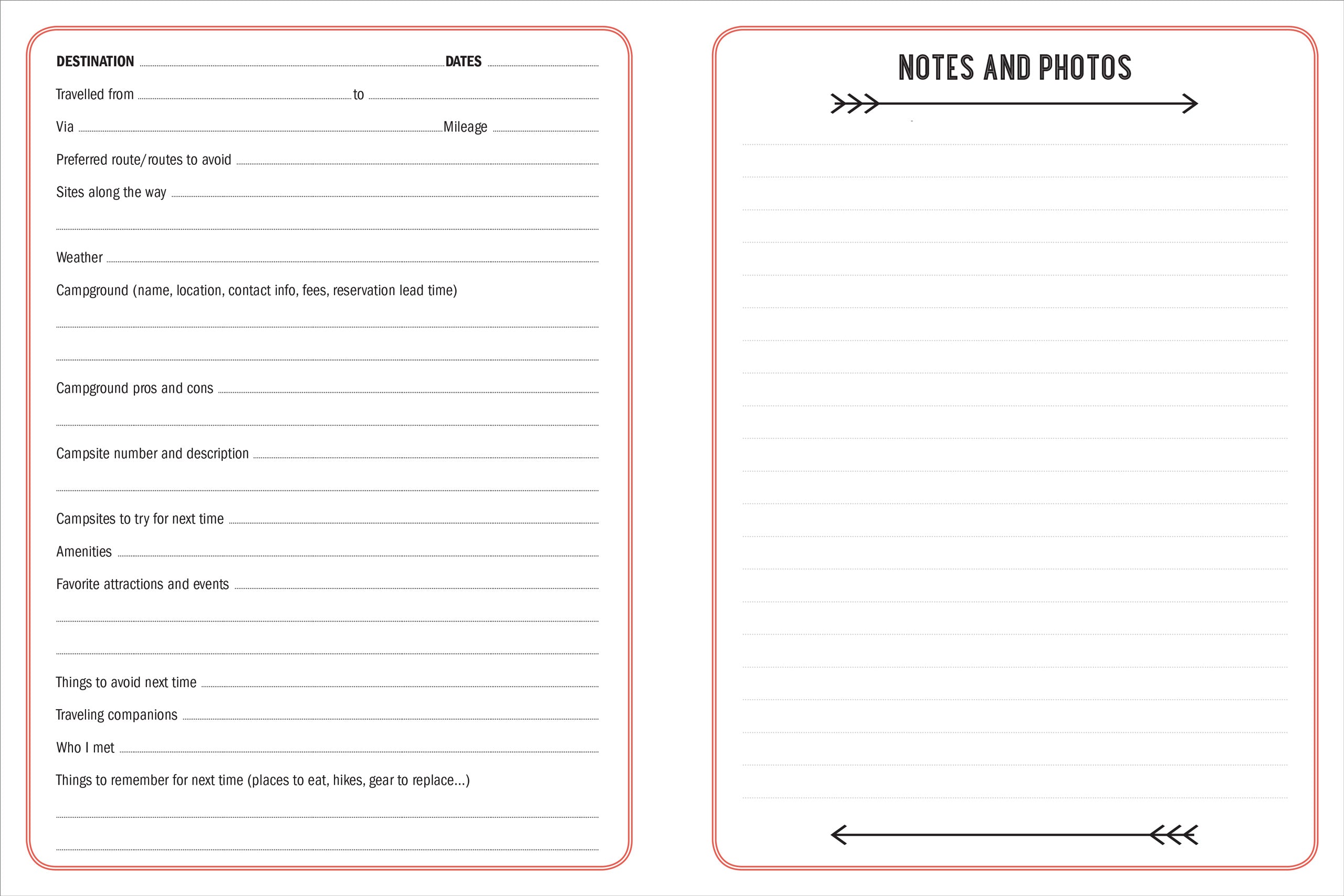 two pages of a book with charts for noting down your adventure