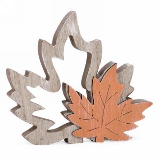 Wooden Autumn Leaf Décor in Orange