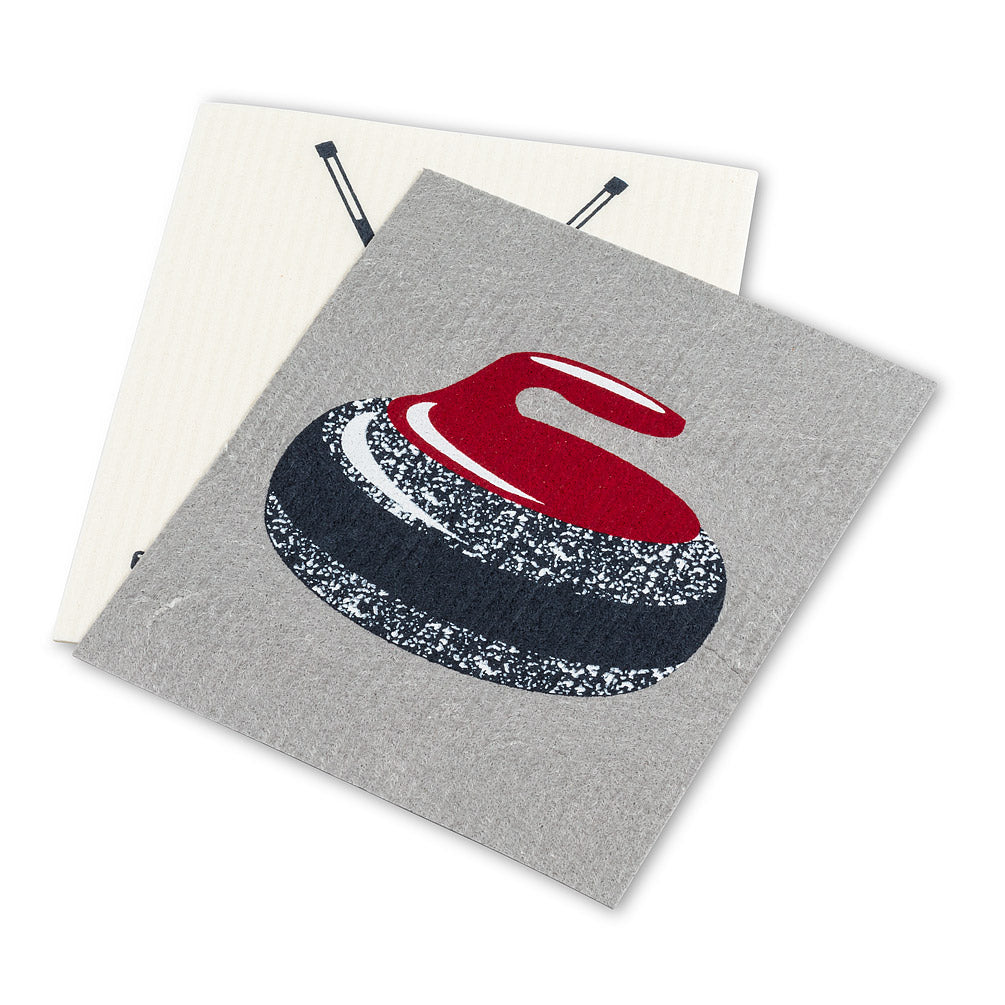Curling Rock & Brooms, Set of 2