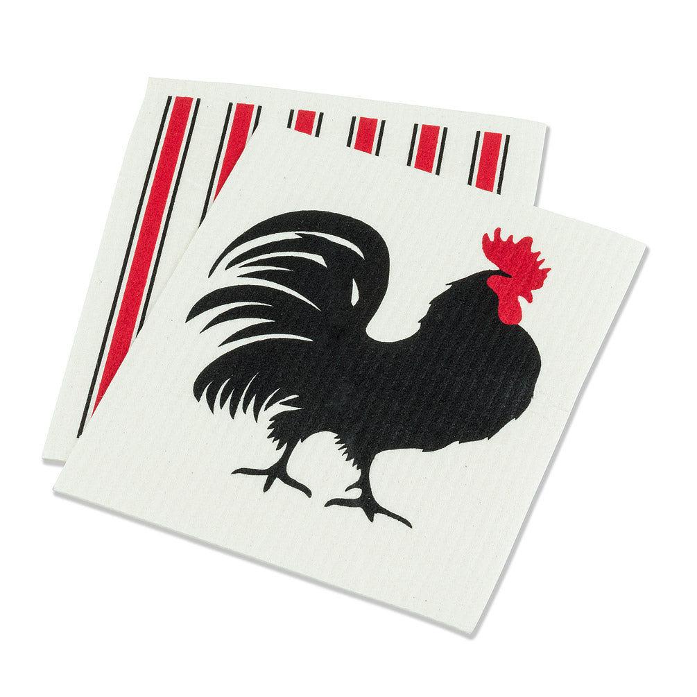 Rooster & Stripes Dishcloths. Set of 2