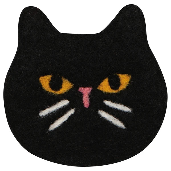 Black Cat Felt Coasters, Set of 4