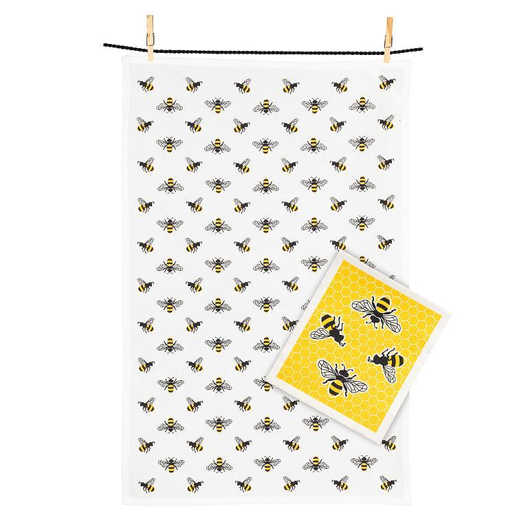 Bees Dishcloth & Kitchen Towel Set