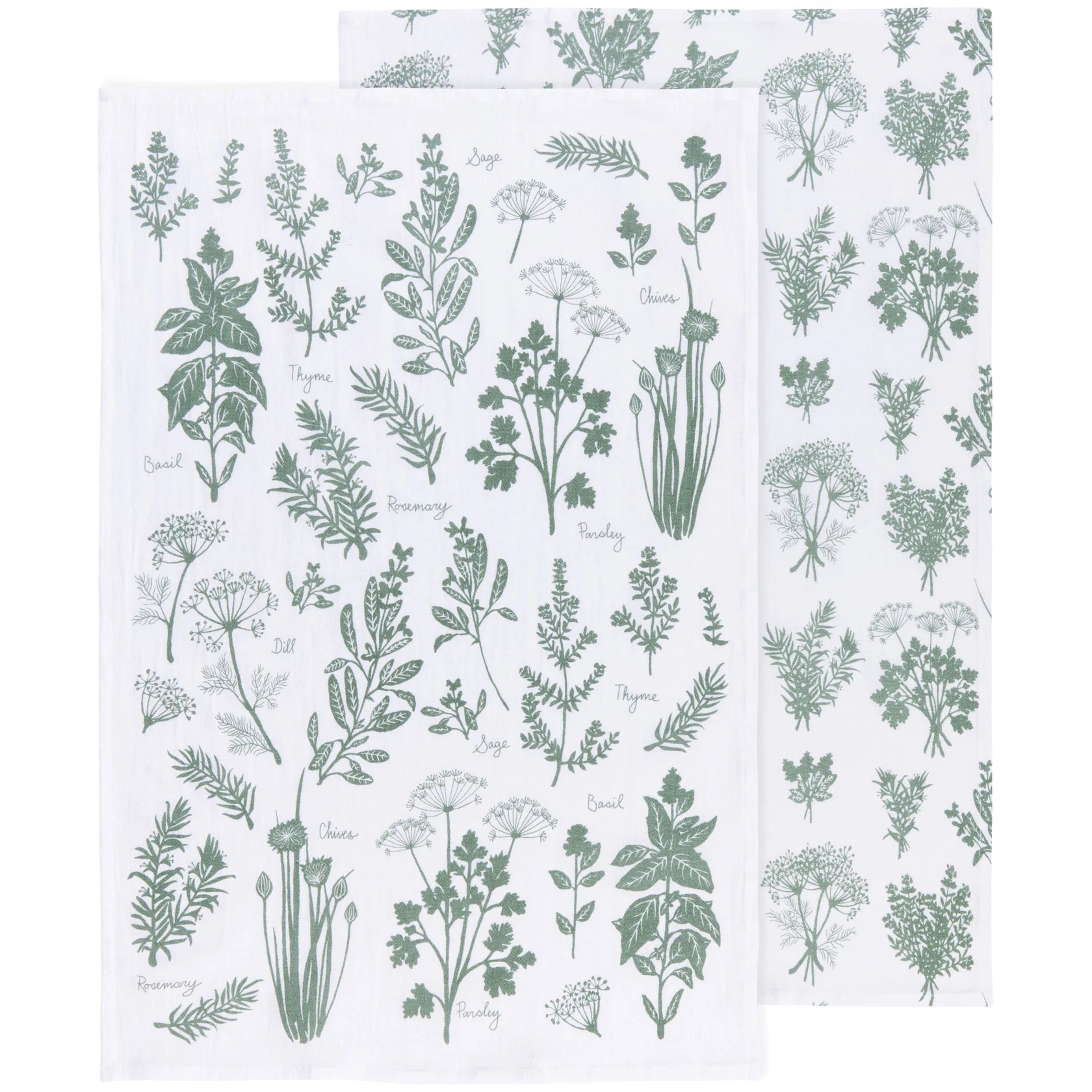 Fresh Herbs Flour Sack Tea Towels, Set of 2