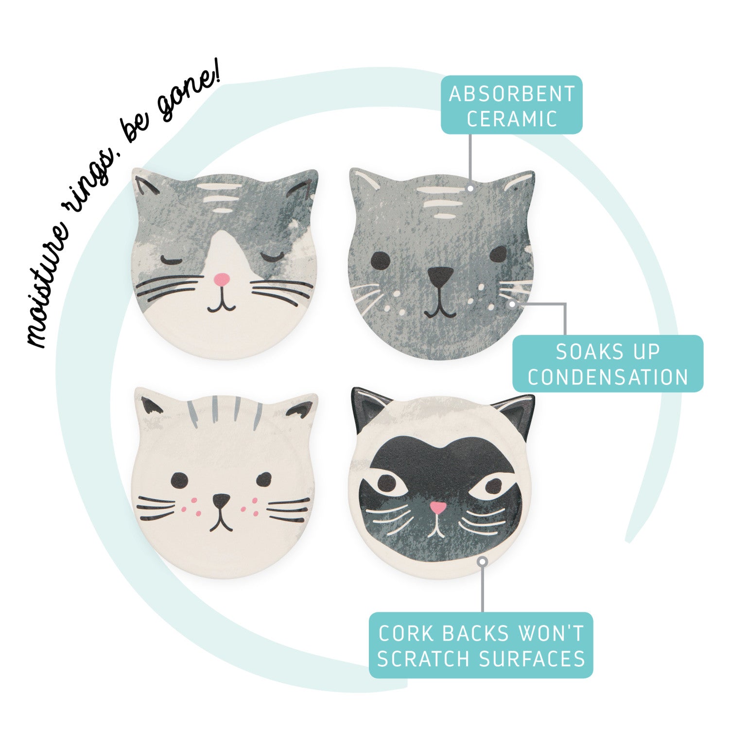 Cats Meow Soak Up Coaster, Set of 4