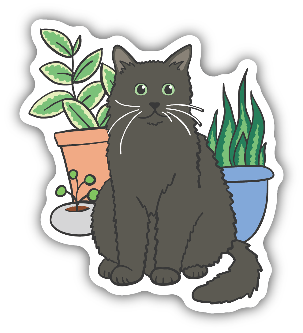 Cat With Plants Sticker