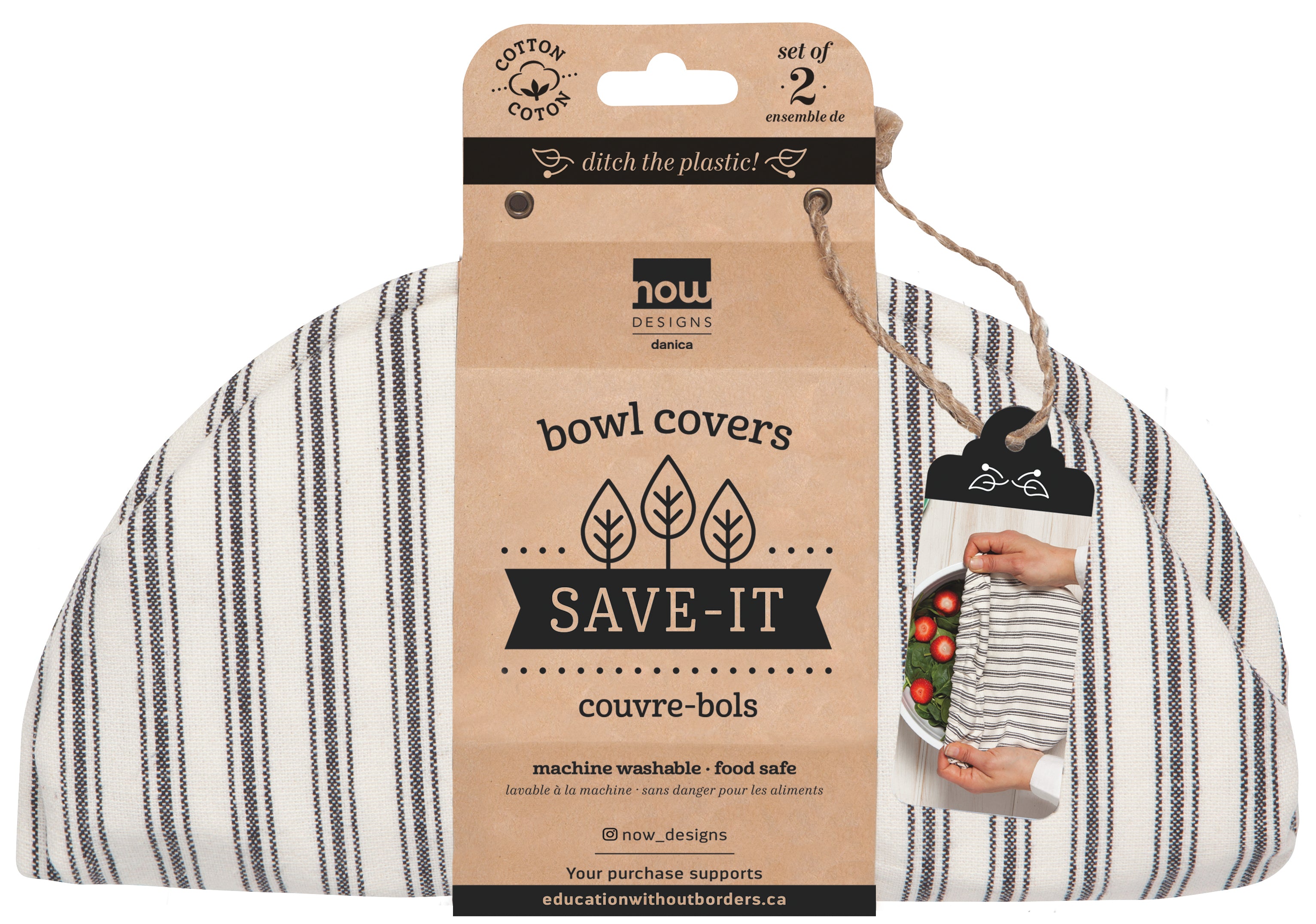 Ticking Stripe Bowl Covers, Set of 2