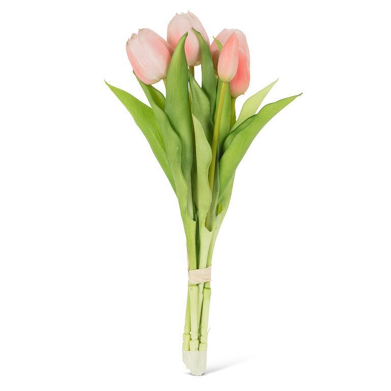 Lifelike 5 Stem Tulip Bunch In Pink