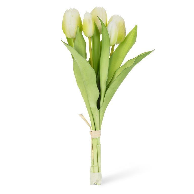 Lifelike 5 Stem Tulip Bunch In White