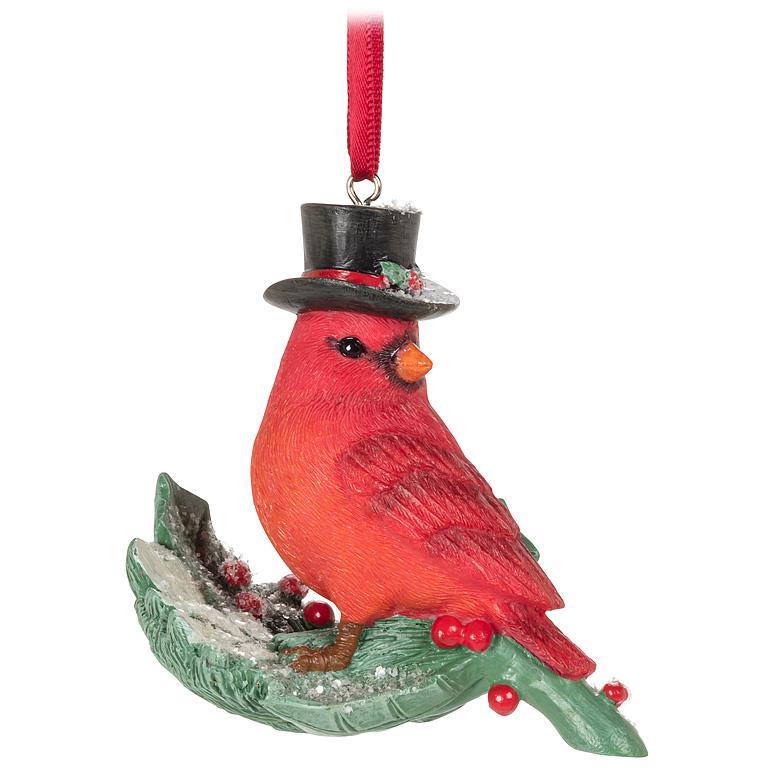 Cardinal on Holly Leaf Ornament