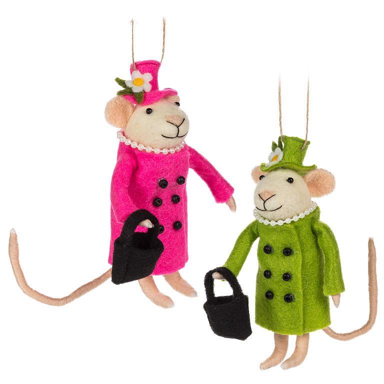 Queen Mouse Ornament, Pink Or Green