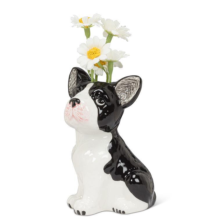 Sitting French Bulldog Bud Vase