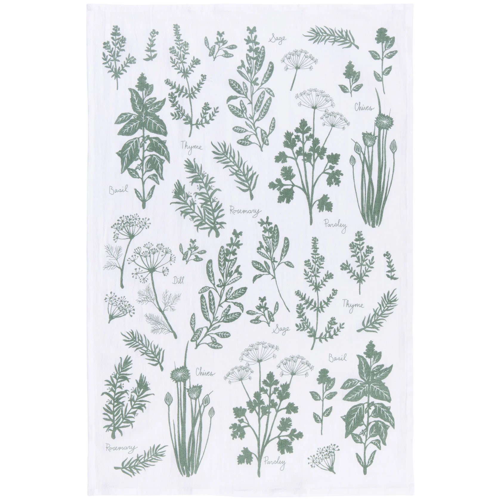 Fresh Herbs Flour Sack Tea Towels, Set of 2