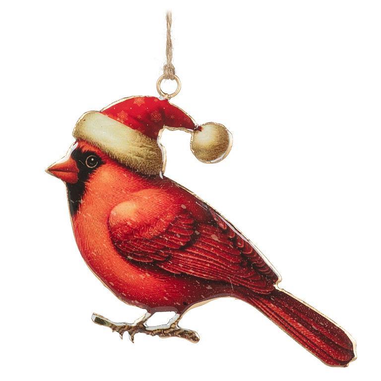 Cardinal In Santa Hat Ornament