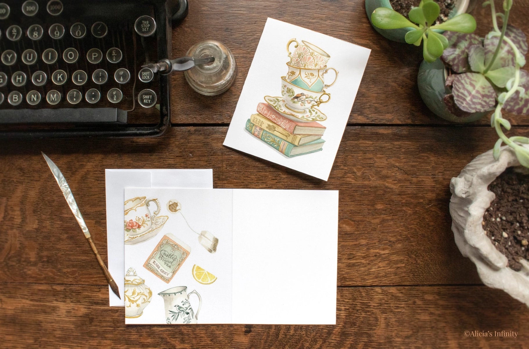 Vintage Tea Cup, Greeting Card