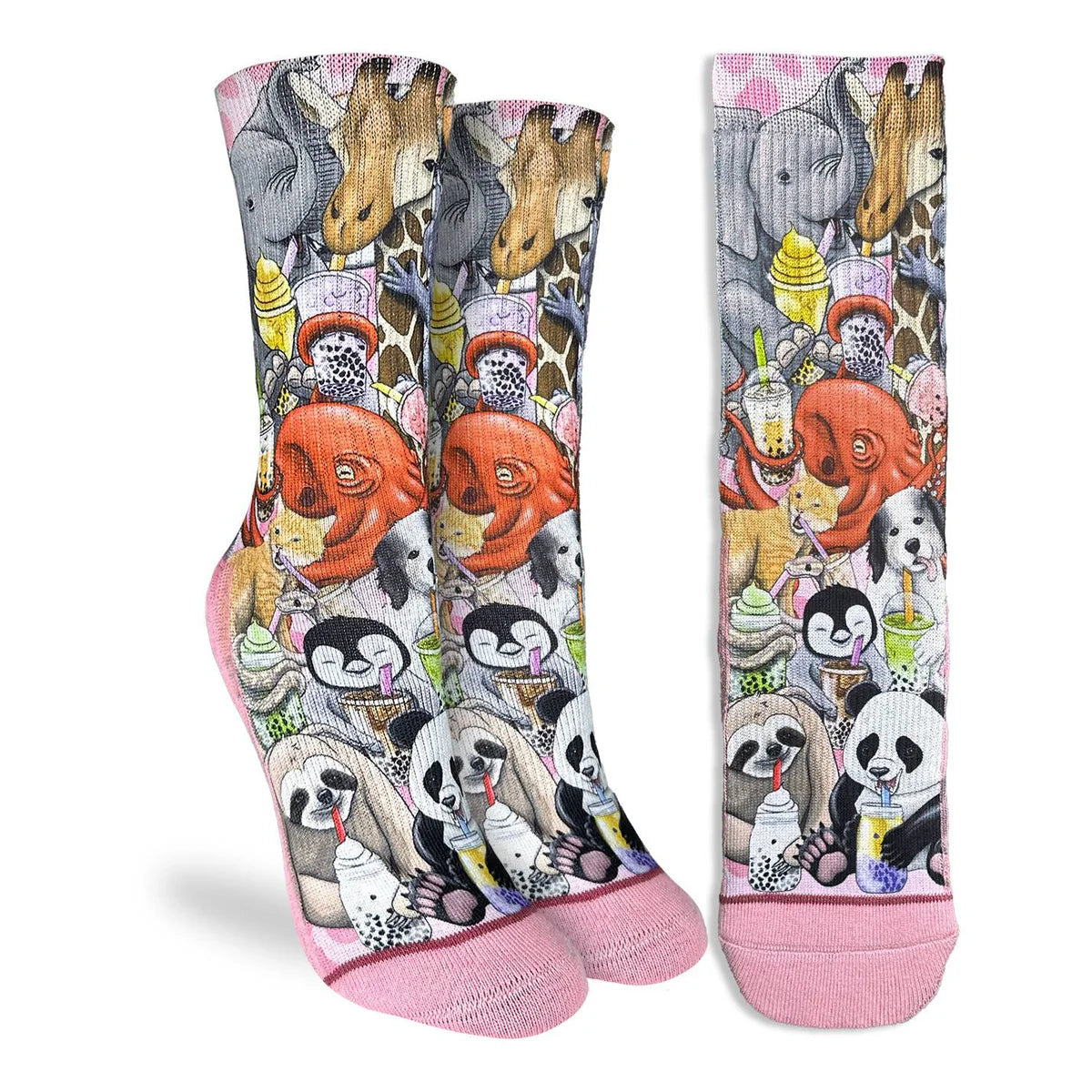 Animals Drinking Bubble Tea, Active Fit Socks