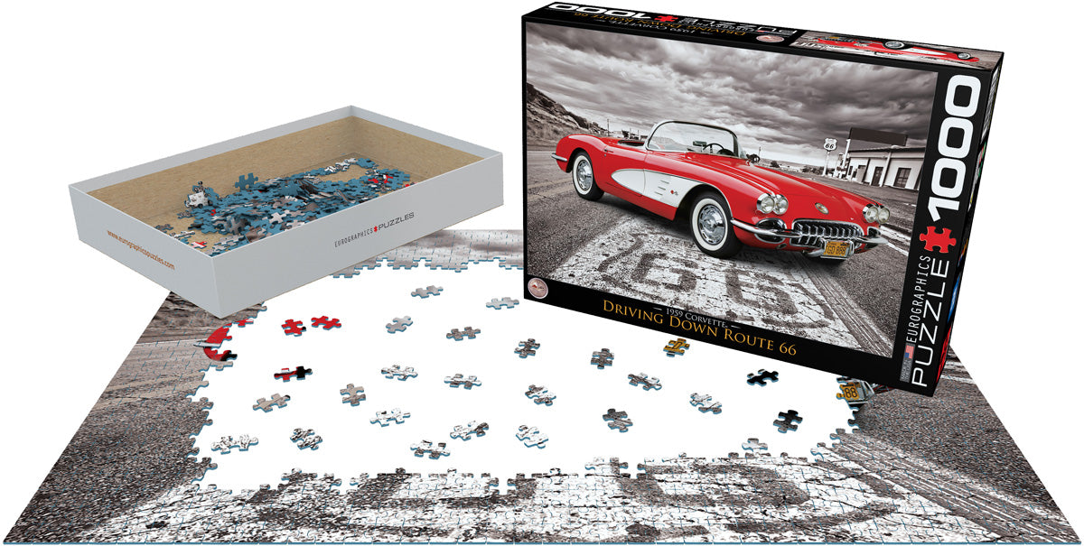 1959 Corvette Driving Down Route 66, 1000 Piece Puzzle